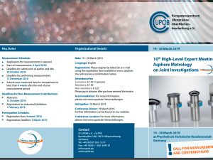 10th High Level Expert Meeting Asphere Metrology on Joint Investigations @ UPOB, PTB