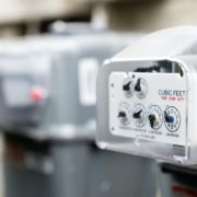 Natural gas meters at an apartment