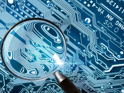 Fee Computer - computer security system and a magnifying glass