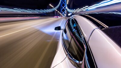 Tesla over Bay Bridge