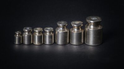 a set of small metal weights